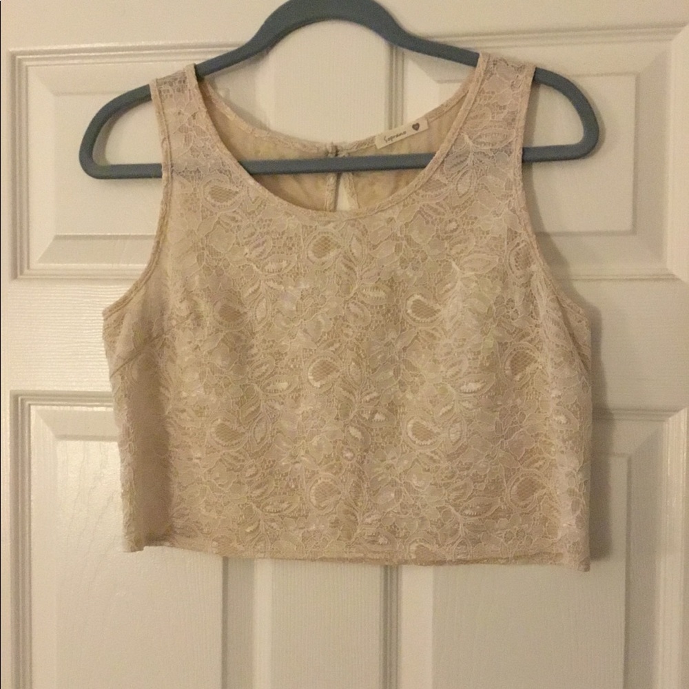 White Lace Sleeveless Crop Top